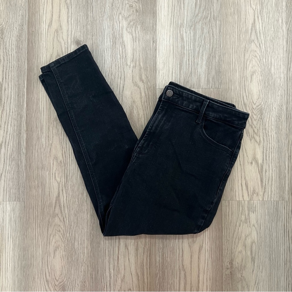 Old Navy High-Rise Super Skinny Black Jeans Size 14 Stretch Denim